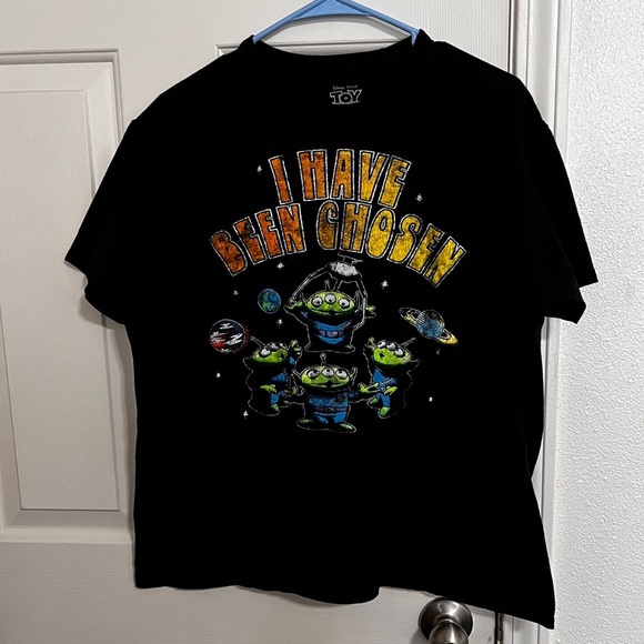 TOY STORY ALIENS T-SHIRT "I Have Been Chosen" Black Green Orange Big Logo Large - Picture 1 of 4